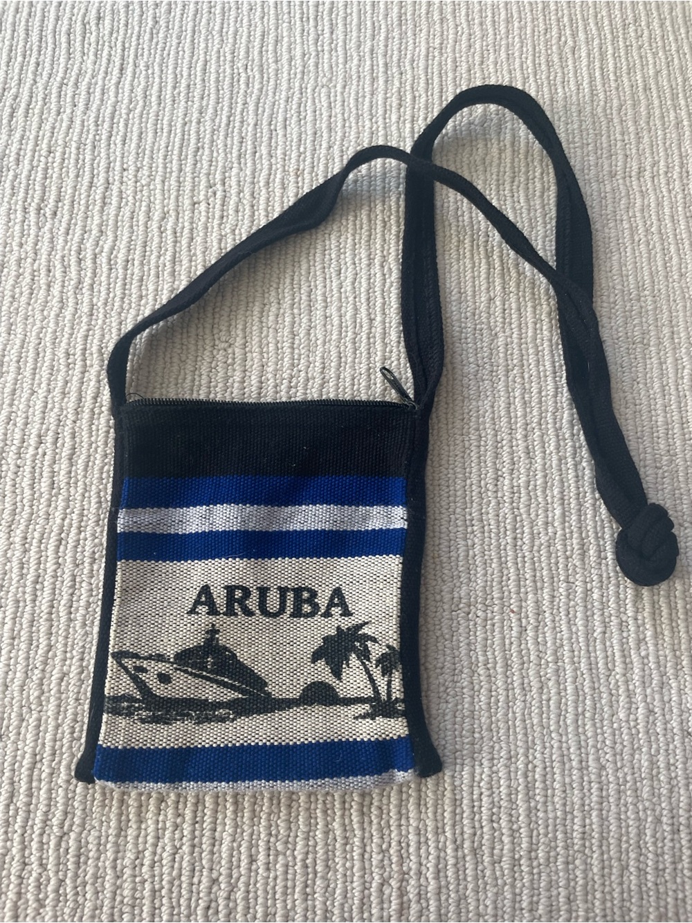 Vintage Aruba Beach Crossbody Bag - Black, Blue, White